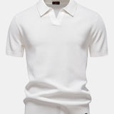 Pineapple Texture Knit V Neck Polo