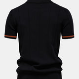 Contrast Trim Zipper Knit Polo Shirt