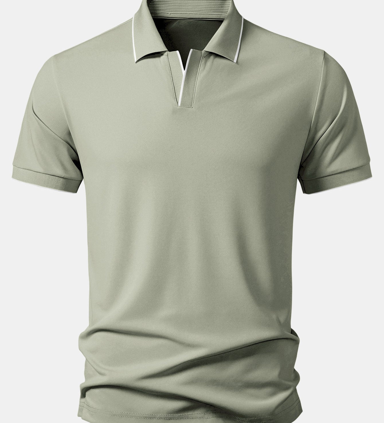 Contrast Trim Johnny Collar Polo