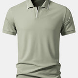 Contrast Trim Johnny Collar Polo