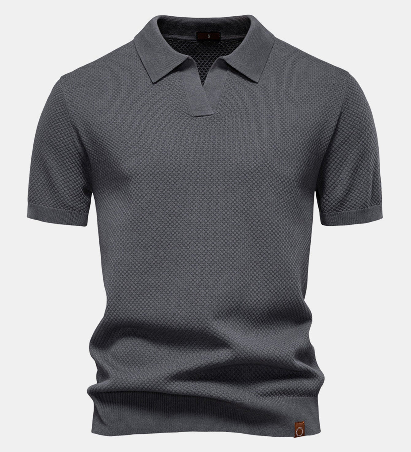 Pineapple Texture Knit V Neck Polo