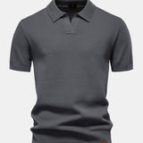 Pineapple Texture Knit V Neck Polo