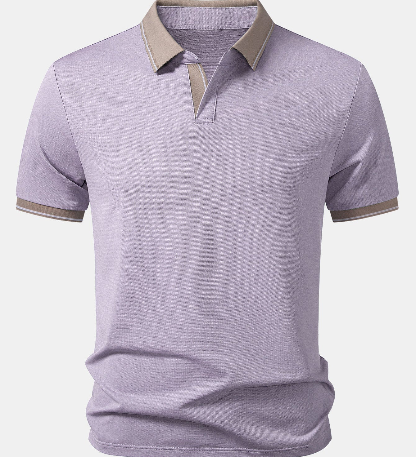 Contrast Trim Johnny Collar Polo
