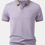 Contrast Trim Johnny Collar Polo