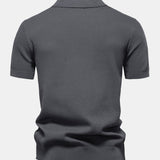 Pineapple Texture Knit V Neck Polo