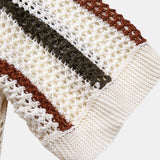 Striped Crochet V Neck Polo
