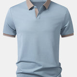 Contrast Trim Johnny Collar Polo