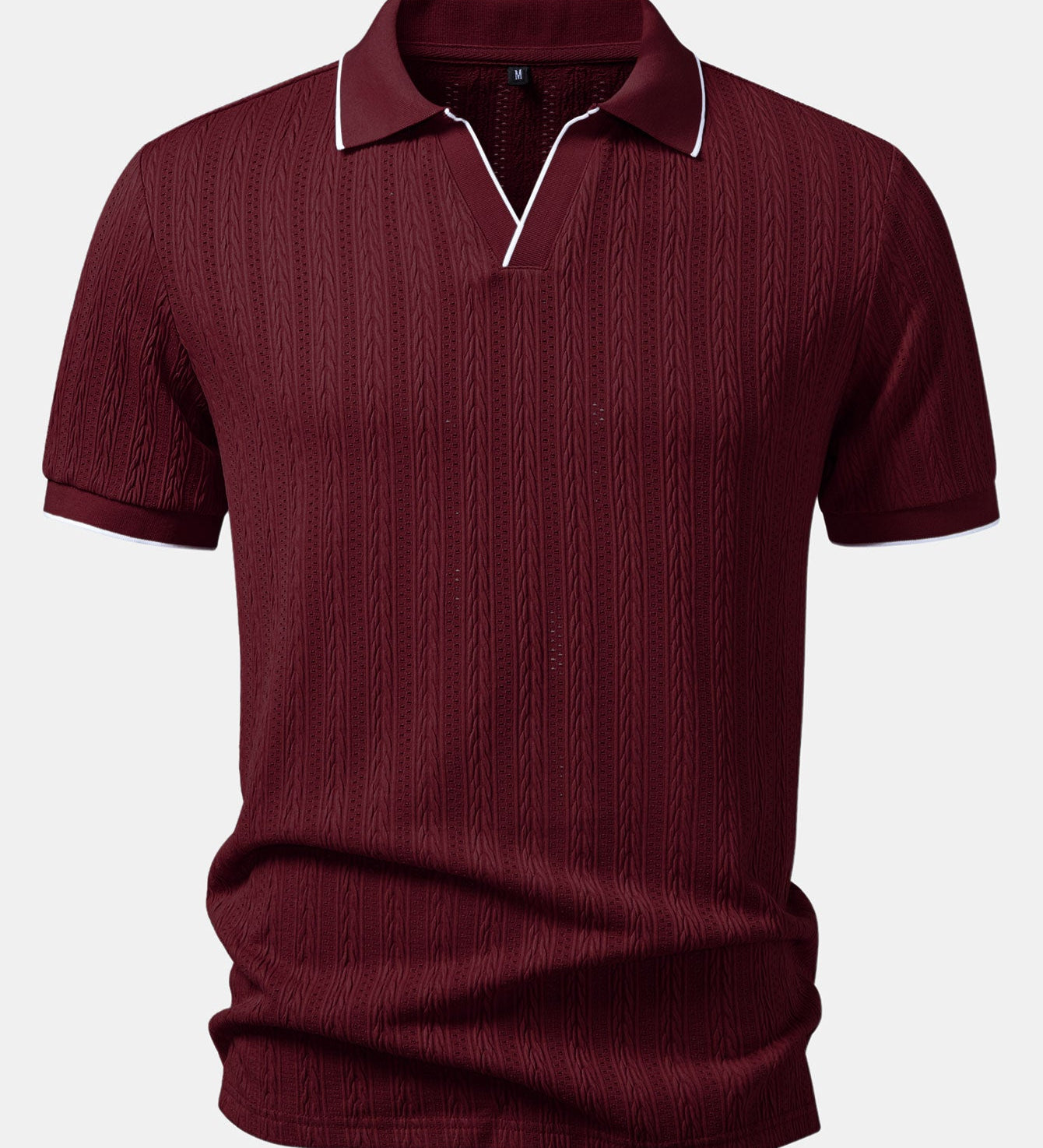Geometric Jacquard Johnny Collar Polo