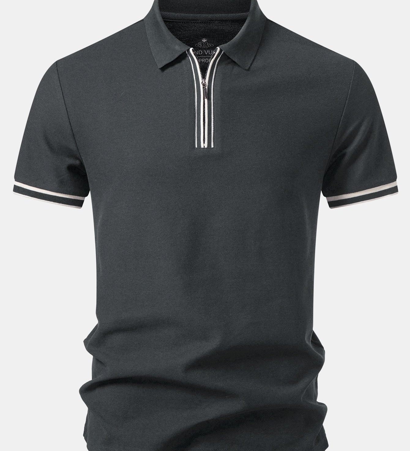 Contrast Trim Zipper Polo