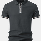 Contrast Trim Zipper Polo