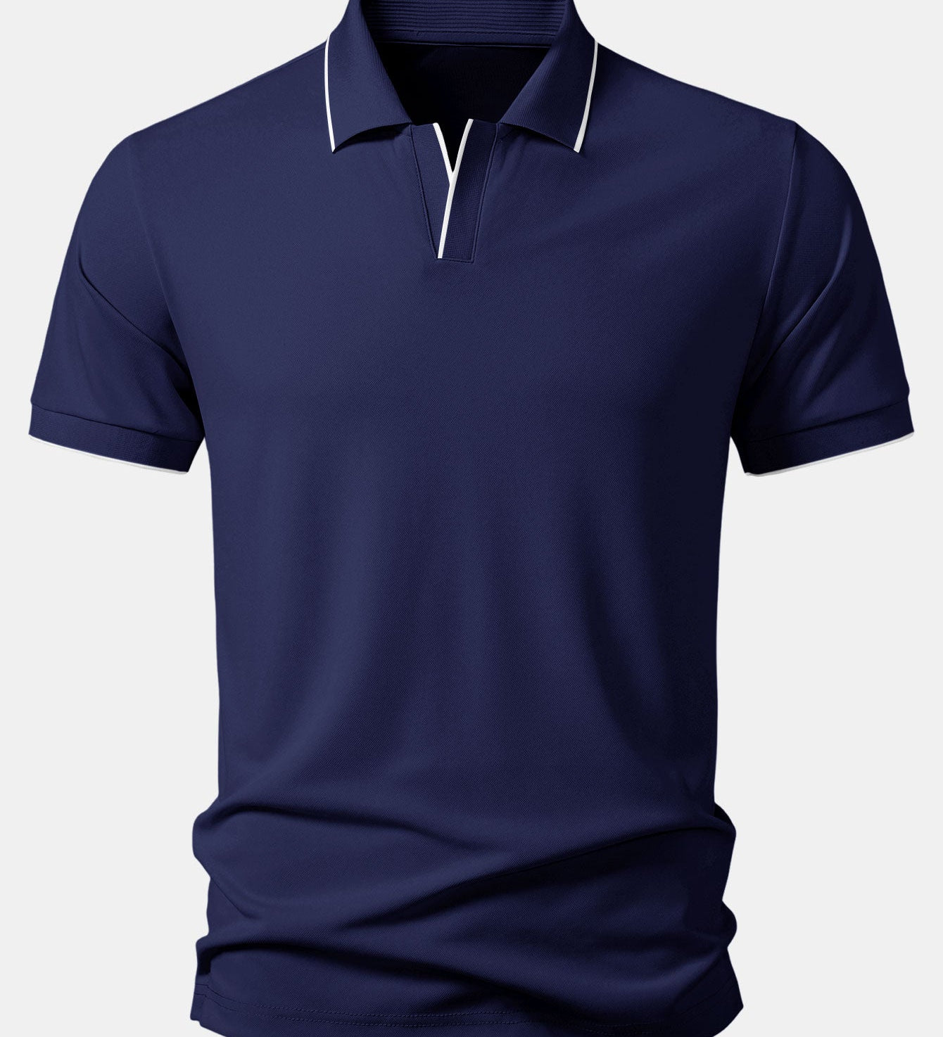 Contrast Trim Johnny Collar Polo