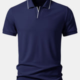 Contrast Trim Johnny Collar Polo