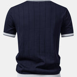 Contrast Trim Ribbed Johnny Collar Knit Polo