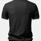 Contrast Trim Textured Zipper Knit Polo