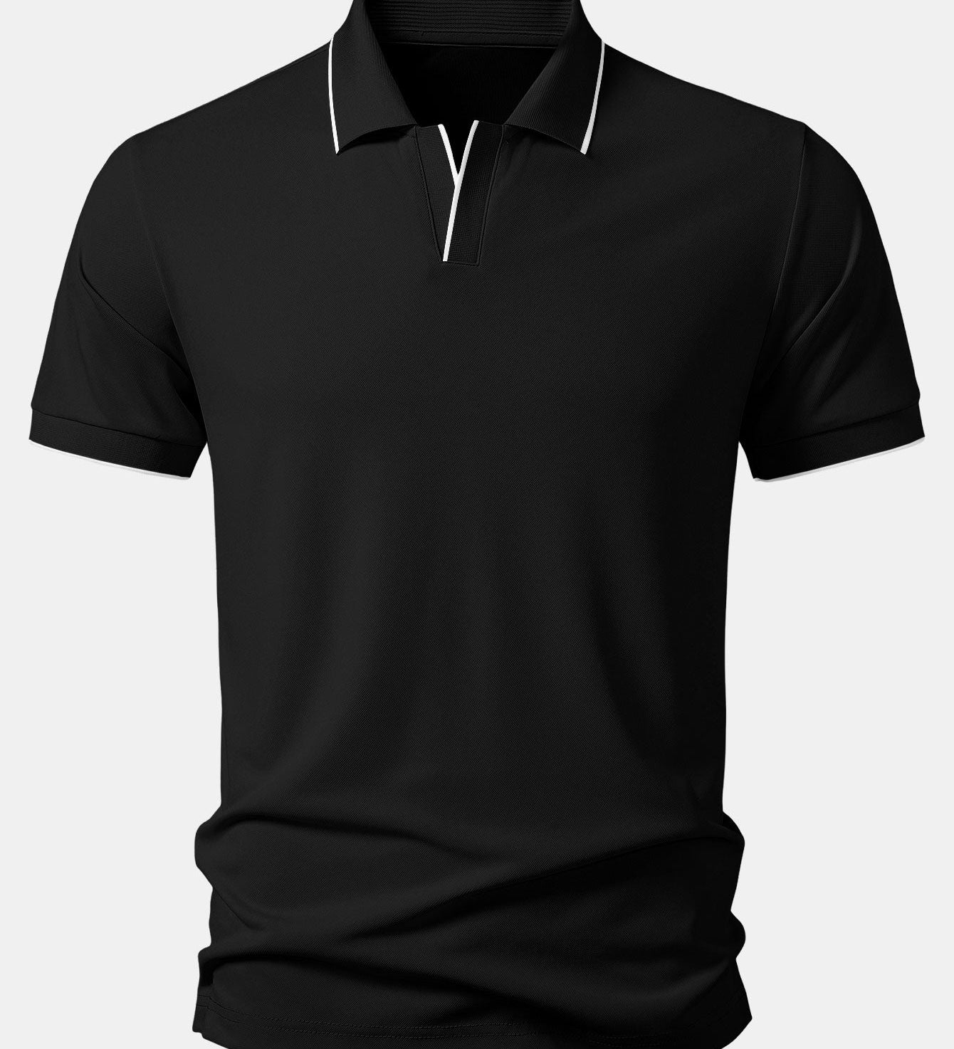 Contrast Trim Johnny Collar Polo