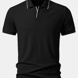Contrast Trim Johnny Collar Polo