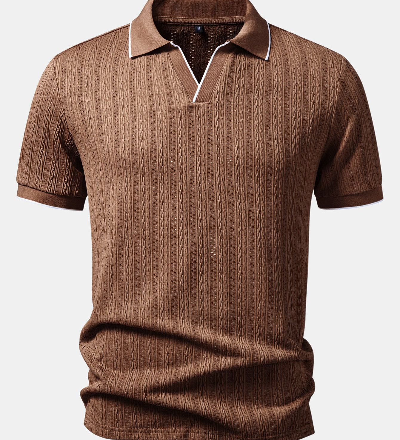 Geometric Jacquard Johnny Collar Polo