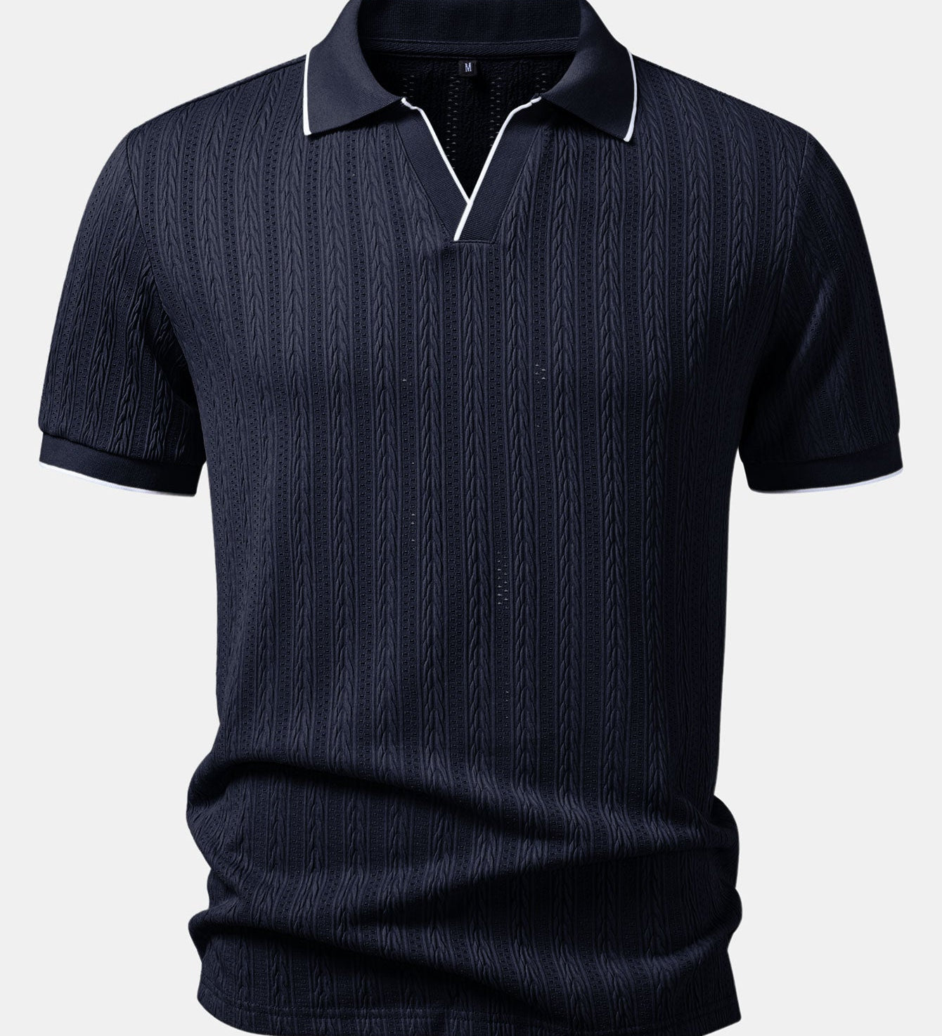 Geometric Jacquard Johnny Collar Polo