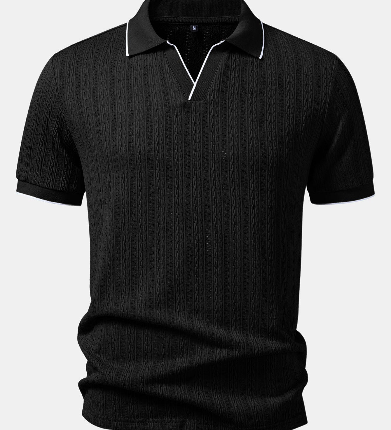 Geometric Jacquard Johnny Collar Polo