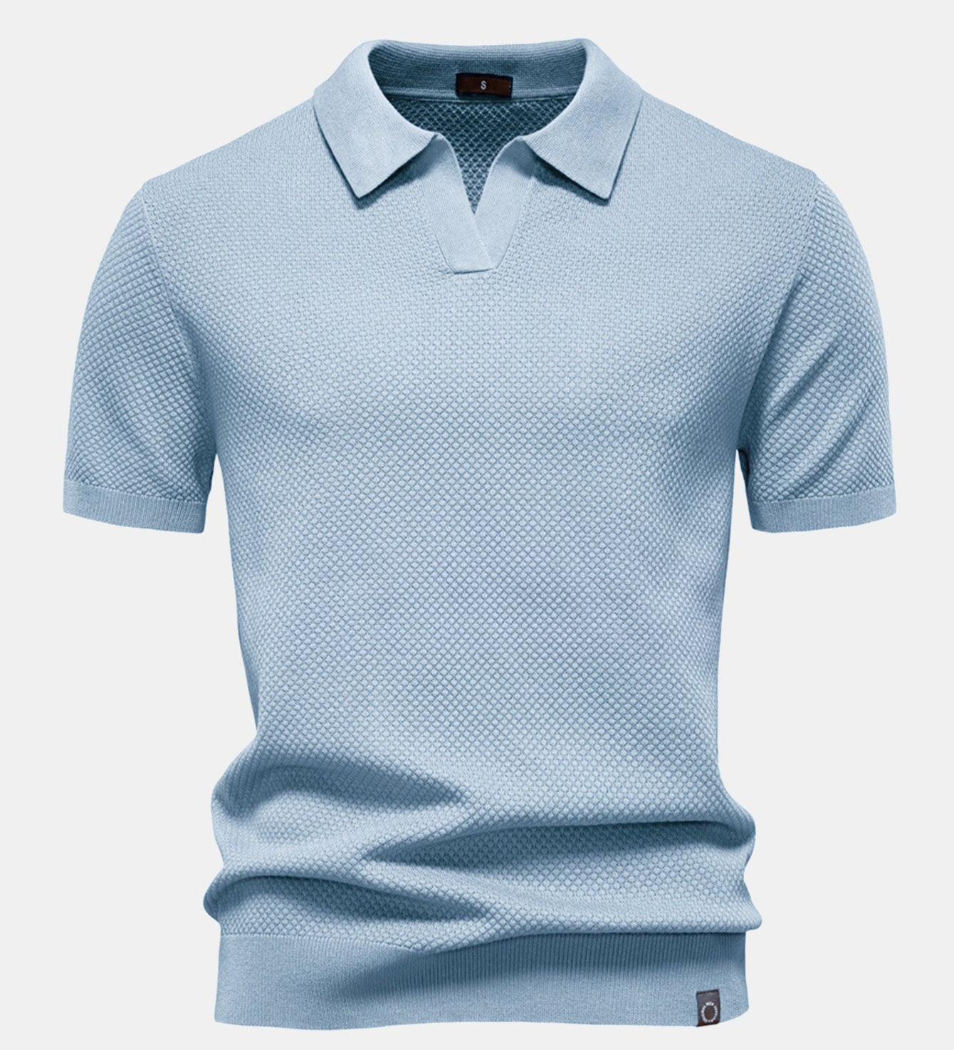 Pineapple Texture Knit V Neck Polo