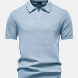Pineapple Texture Knit V Neck Polo