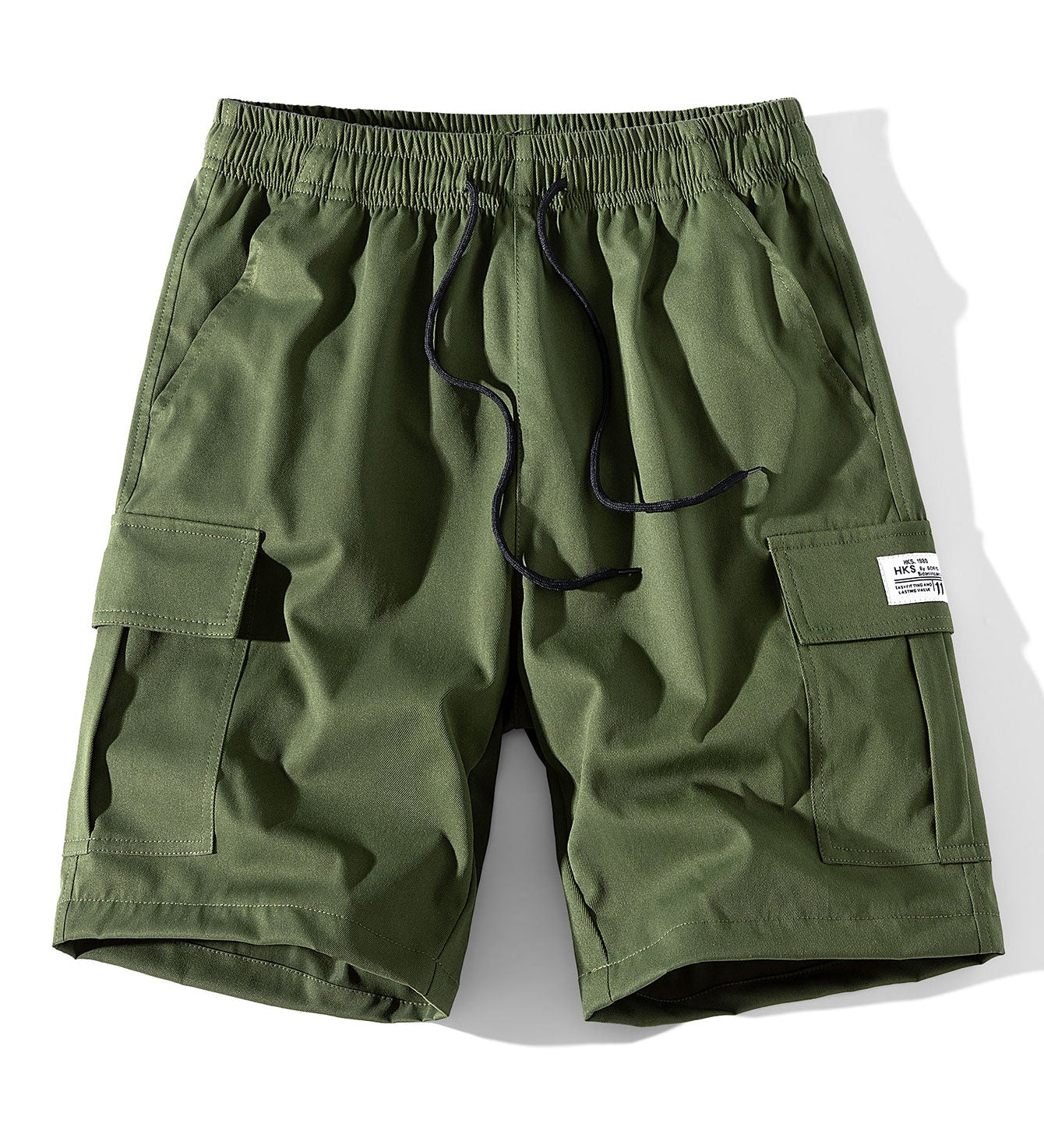 Solid Color Cargo Drawstring Shorts