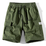 Solid Color Cargo Drawstring Shorts