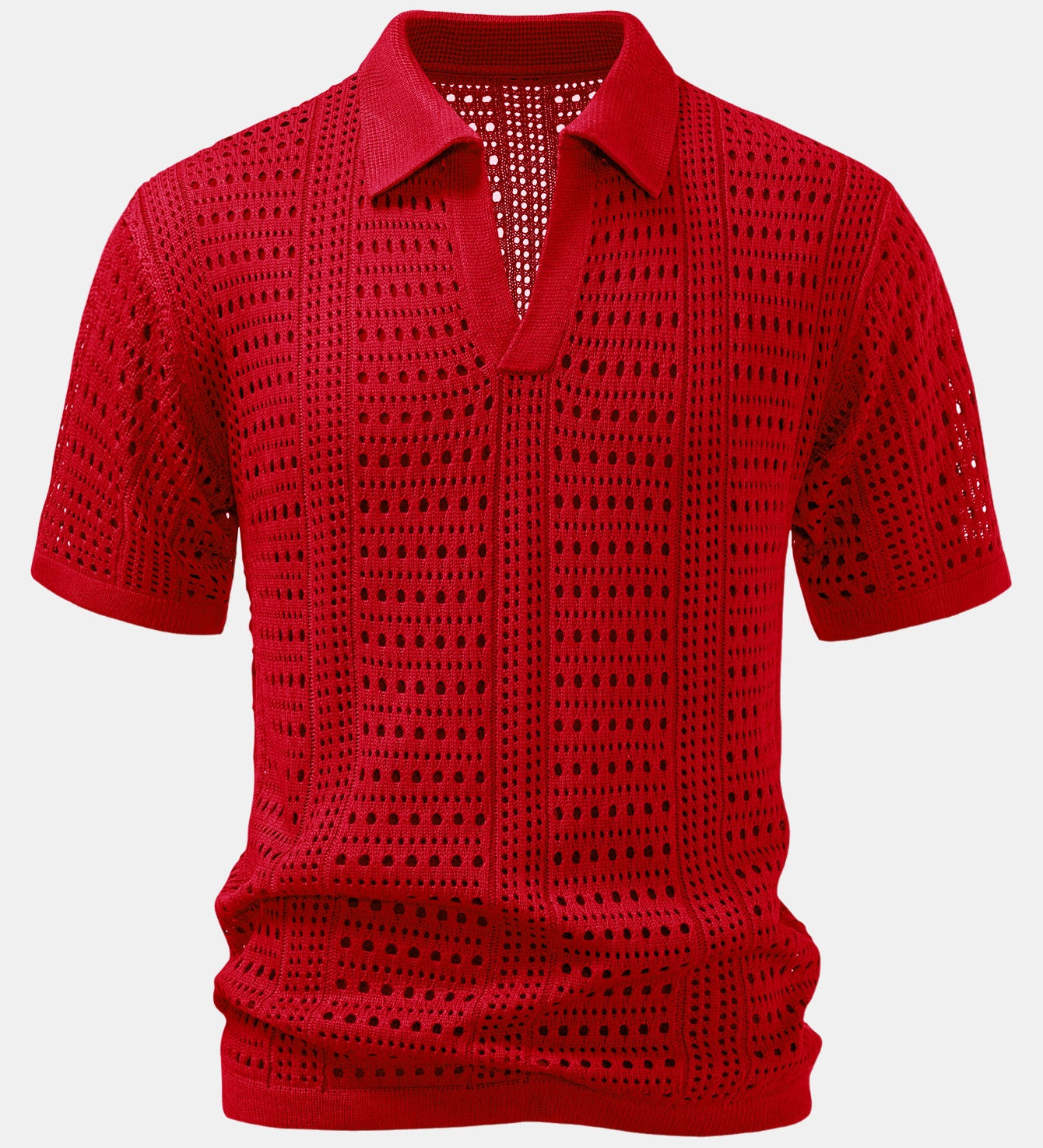 Crochet  V Neck Polo Shirt
