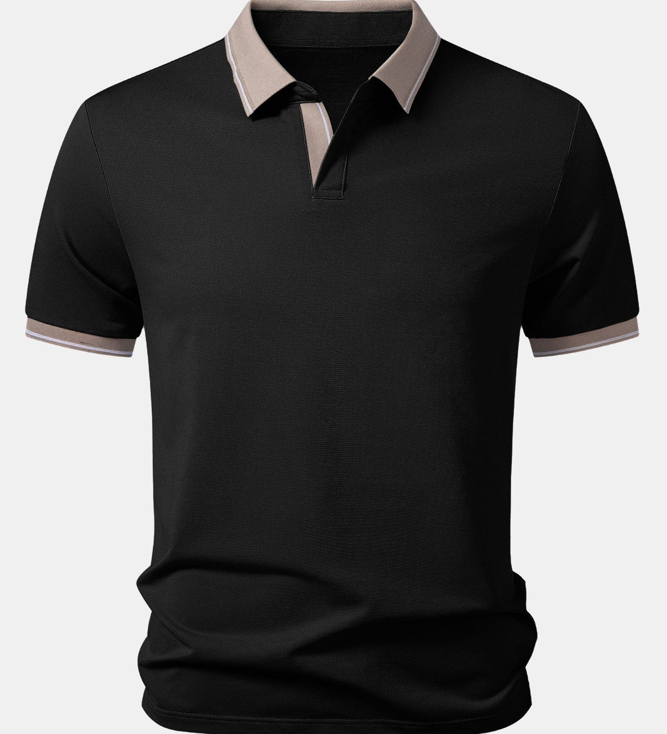 Contrast Trim Johnny Collar Polo