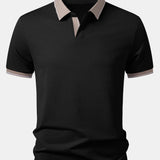 Contrast Trim Johnny Collar Polo