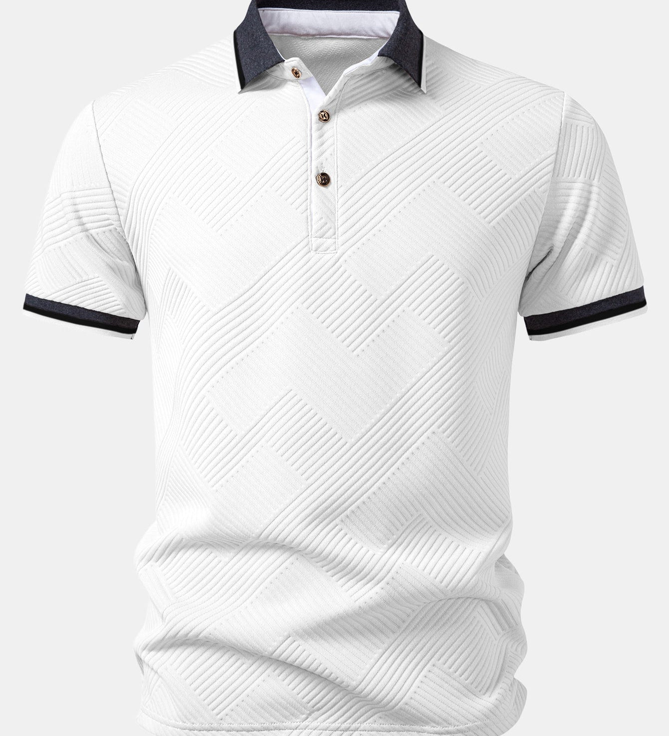 Contrast Trim Stripe Jacquard Polo