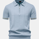 Contrast Trim Zipper Knit Polo Shirt