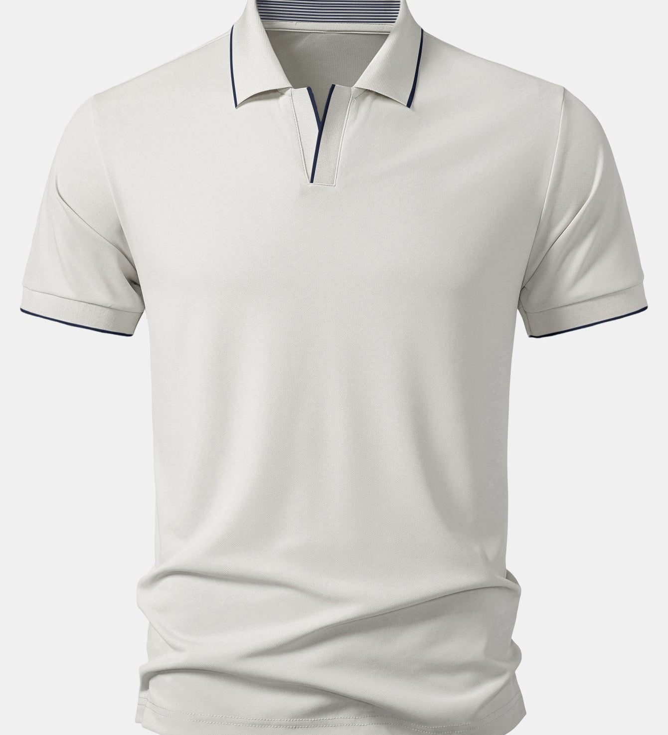 Contrast Trim Johnny Collar Polo