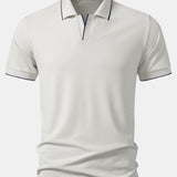 Contrast Trim Johnny Collar Polo