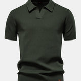 Pineapple Texture Knit V Neck Polo