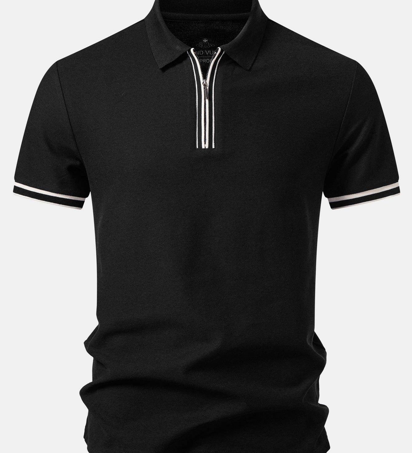 Contrast Trim Zipper Polo