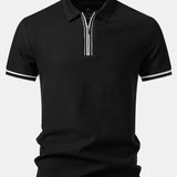 Contrast Trim Zipper Polo