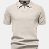 Pineapple Texture Knit V Neck Polo