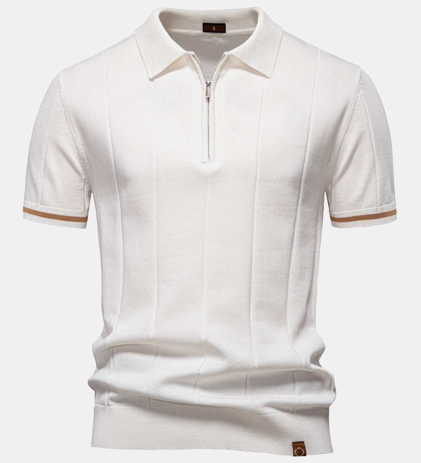 Contrast Trim Zipper Knit Polo Shirt