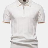 Contrast Trim Zipper Knit Polo Shirt