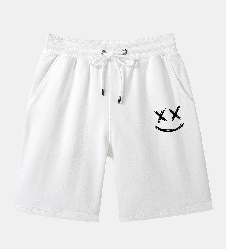 Smiley Print Mid Length Shorts