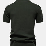 Pineapple Texture Knit V Neck Polo