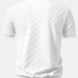 Checkerboard V-Neck Knit Polo