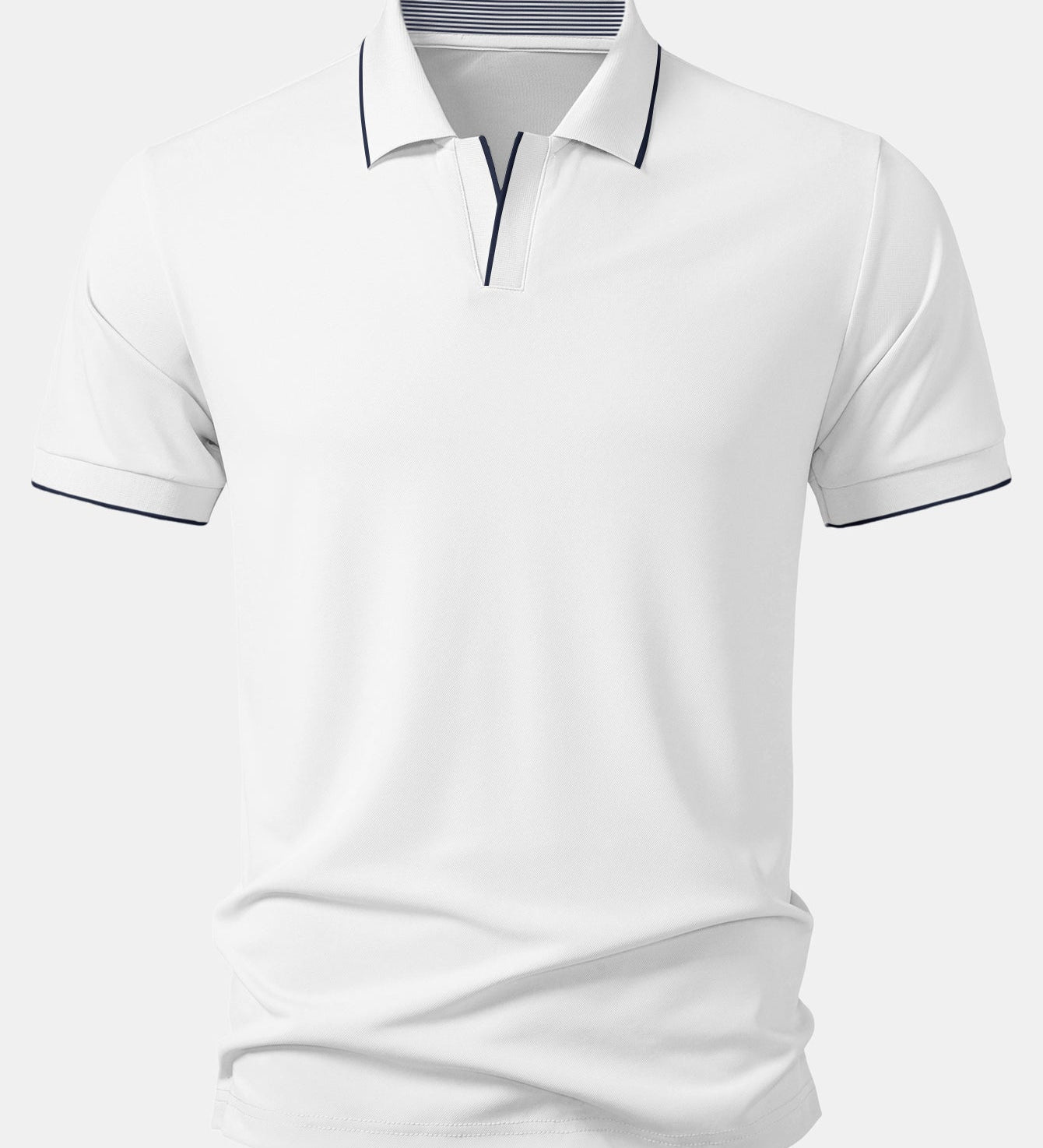 Contrast Trim Johnny Collar Polo