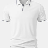 Contrast Trim Johnny Collar Polo