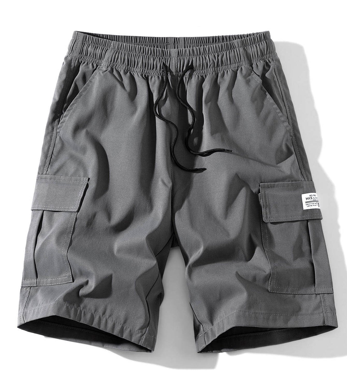 Solid Color Cargo Drawstring Shorts