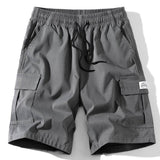 Solid Color Cargo Drawstring Shorts