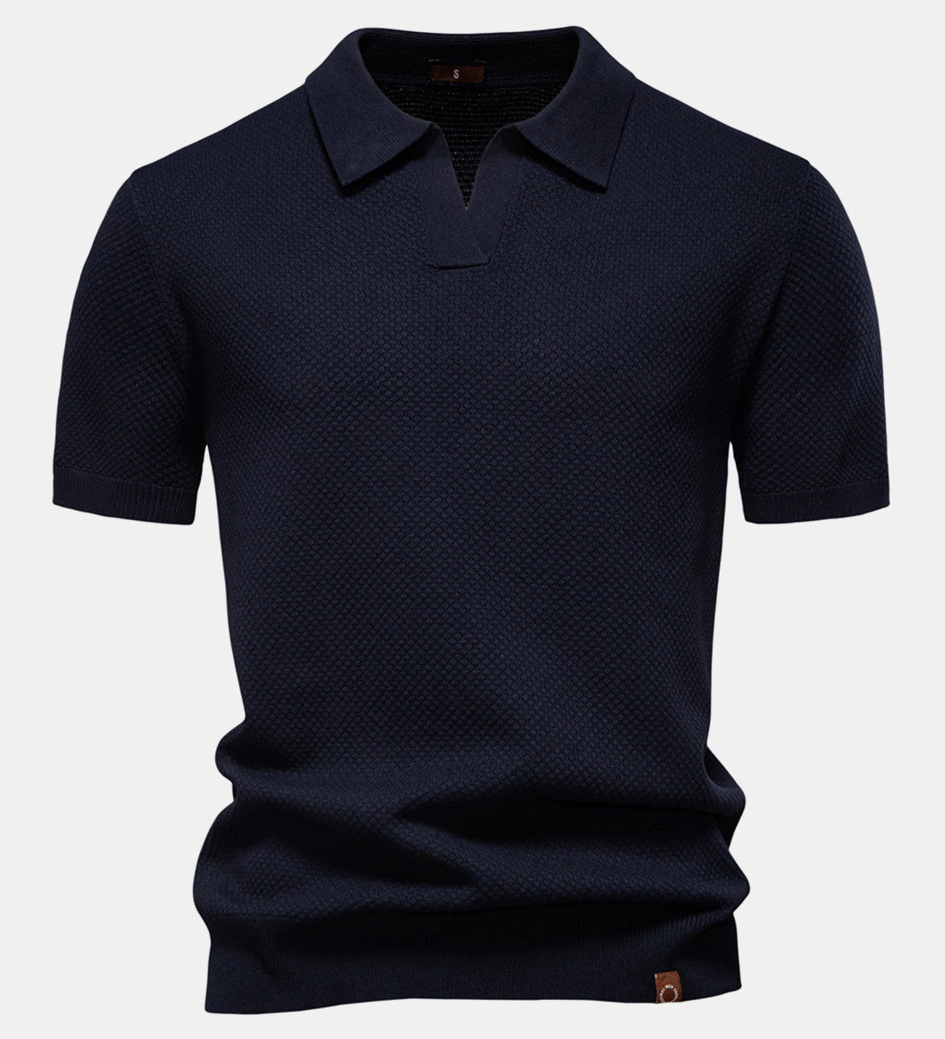 Pineapple Texture Knit V Neck Polo