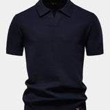 Pineapple Texture Knit V Neck Polo
