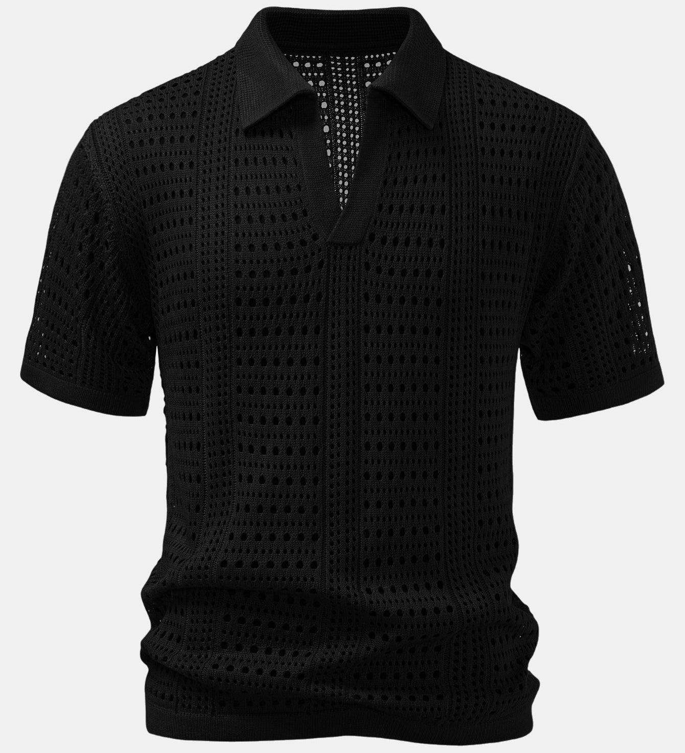 Crochet  V Neck Polo Shirt